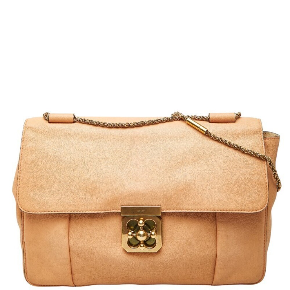 Chloe Elsie Chain Shoulder Bag Pink Orange Leather
